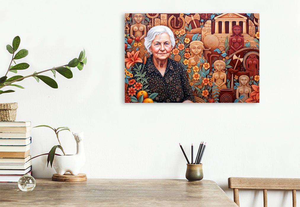 Premium Textil-Leinwand Marija Gimbutas (1921–1994), Archäologin, erforschte neolithische Kulturen Europas