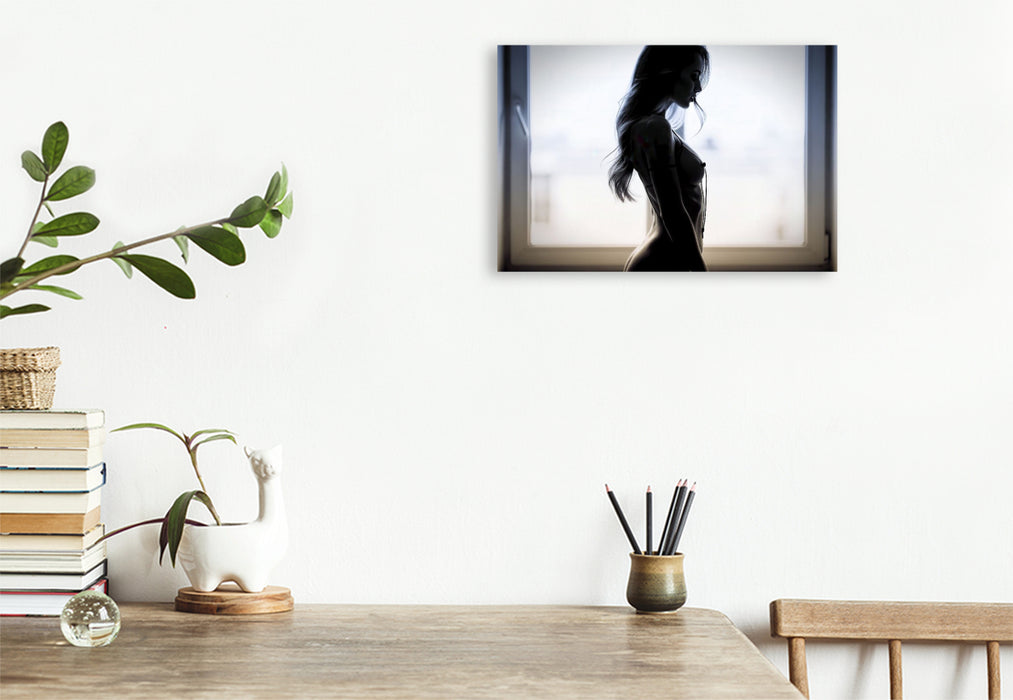 Premium Textil-Leinwand Berührung im Gedanken — Kunst, die Nähe nur andeutet.
