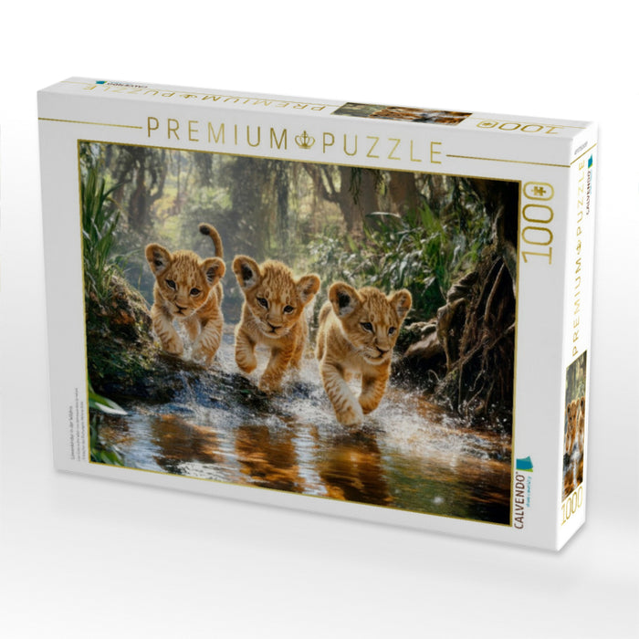 Löwenkinder in der Wildnis - CALVENDO Foto-Puzzle'