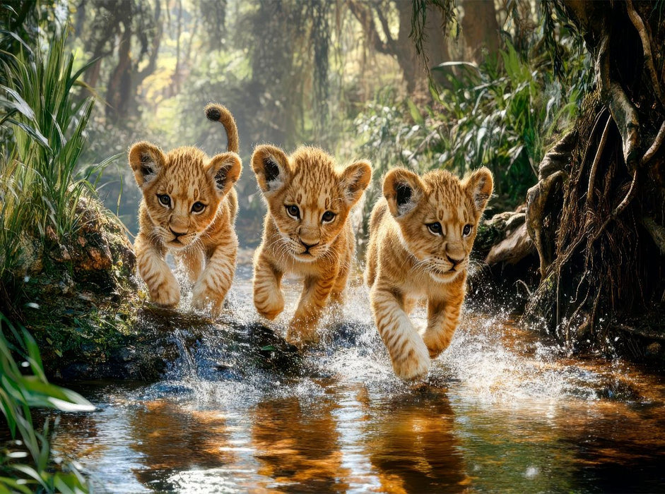 Löwenkinder in der Wildnis - CALVENDO Foto-Puzzle'