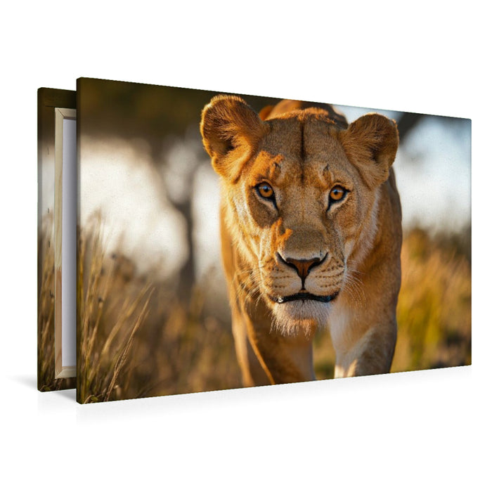 Premium Textil-Leinwand Jägerin der Savanne