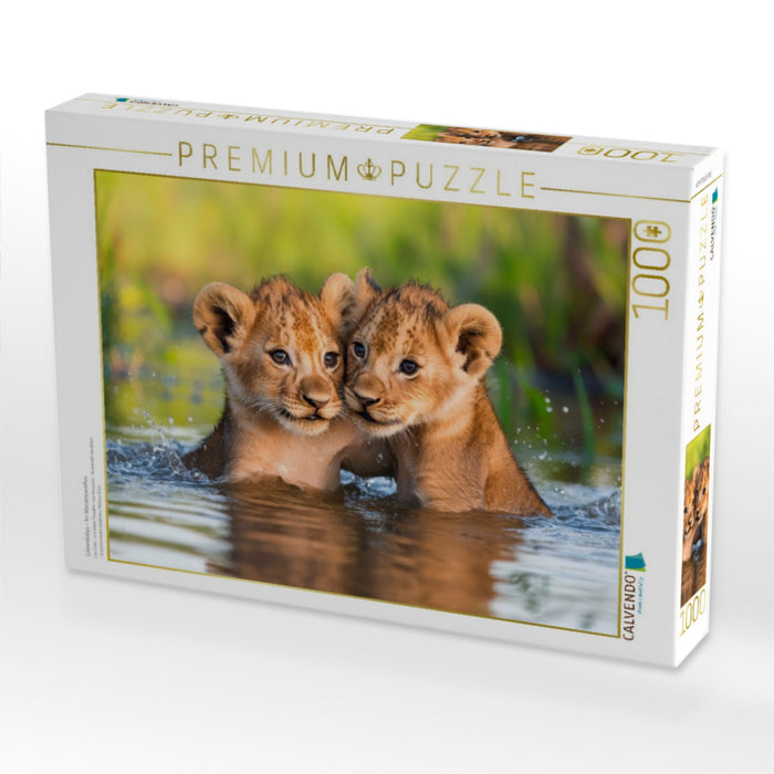 Löwenbabys - Im Wasserparadies - CALVENDO Foto-Puzzle'