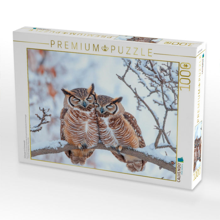 Eulenpaar im Schneewald - CALVENDO Foto-Puzzle'