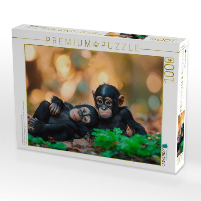 Schimpansenkinder - Sprache der Freundschaft - CALVENDO Foto-Puzzle'