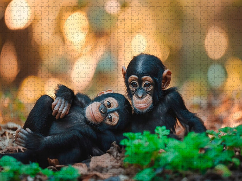 Schimpansenkinder - Sprache der Freundschaft - CALVENDO Foto-Puzzle'