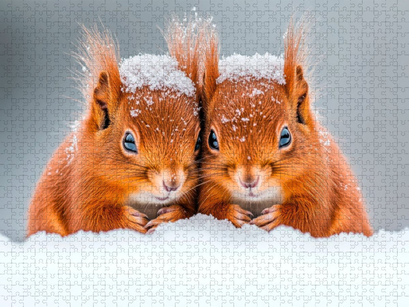 Kuschelige Eichhörnchen im Winterzauber - CALVENDO Foto-Puzzle'