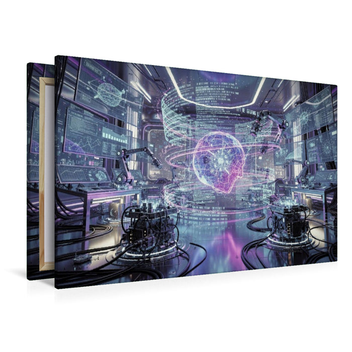Premium Textil-Leinwand Bitte_keine_Panik — Die KI will nur spielen.