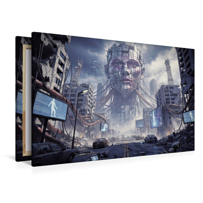 Premium Textil-Leinwand Digitale Panik — Wenn Algorithmen lauter schreien.