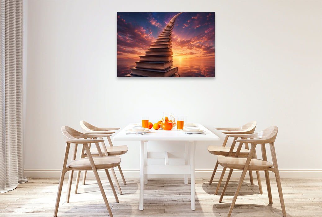 Premium Textil-Leinwand Die Treppe ins Unendliche