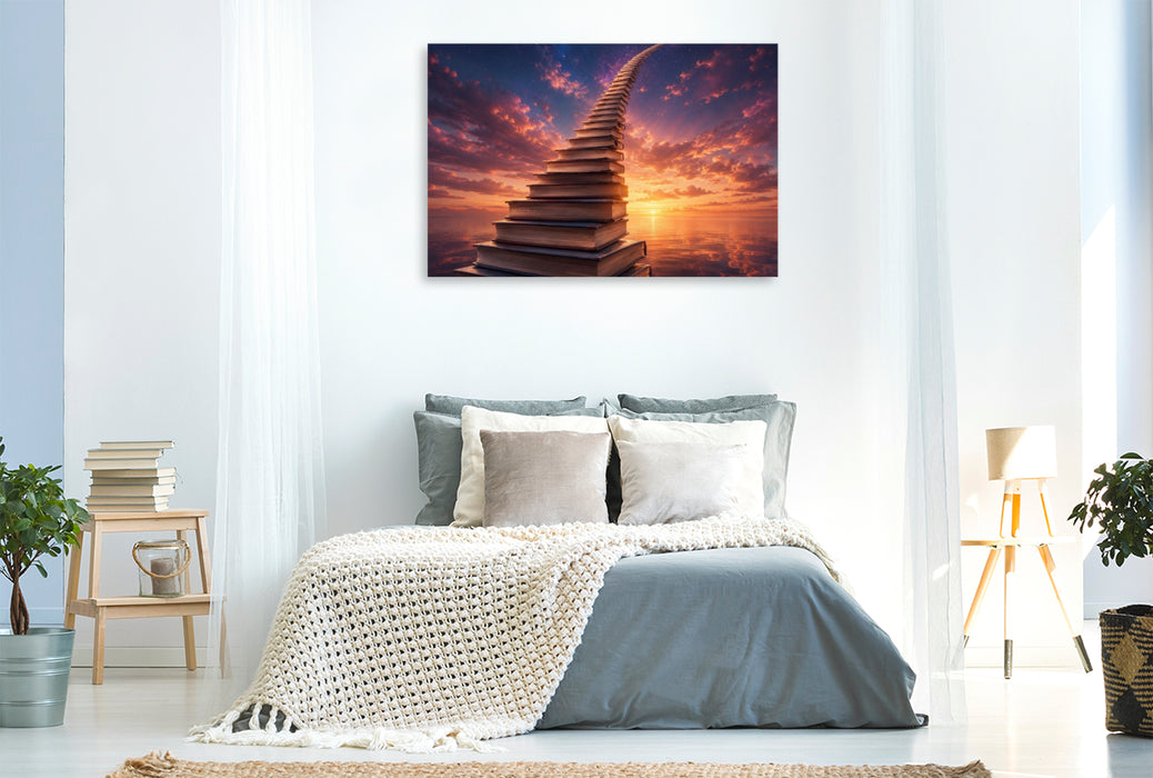 Premium Textil-Leinwand Die Treppe ins Unendliche