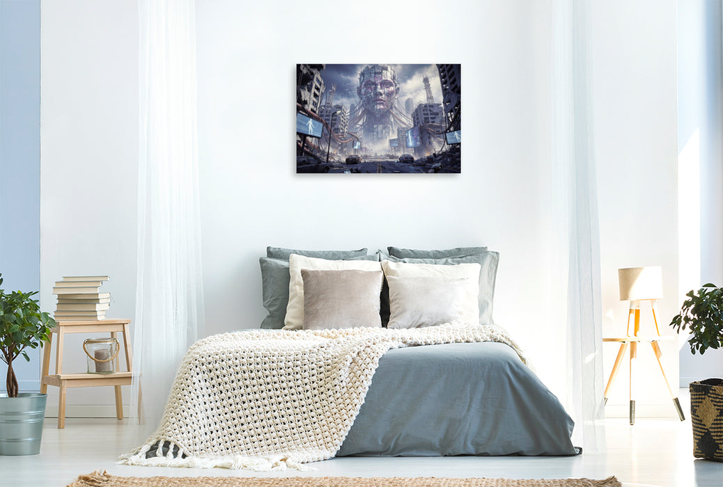 Premium Textil-Leinwand Digitale Panik — Wenn Algorithmen lauter schreien.