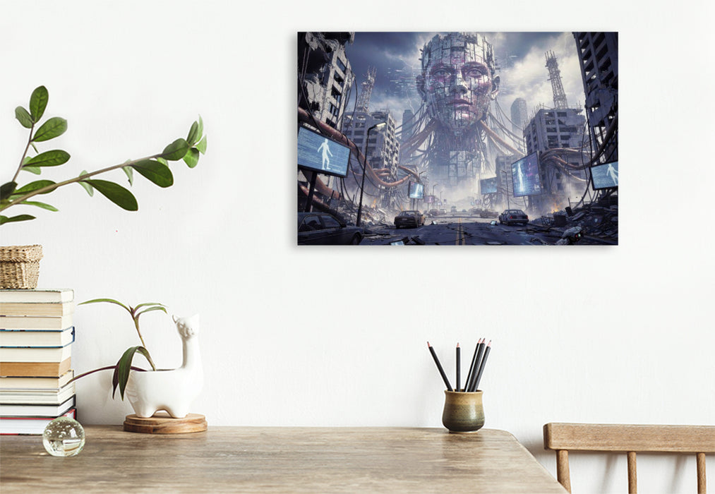 Premium Textil-Leinwand Digitale Panik — Wenn Algorithmen lauter schreien.