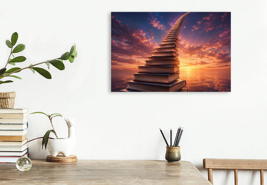 Premium Textil-Leinwand Die Treppe ins Unendliche