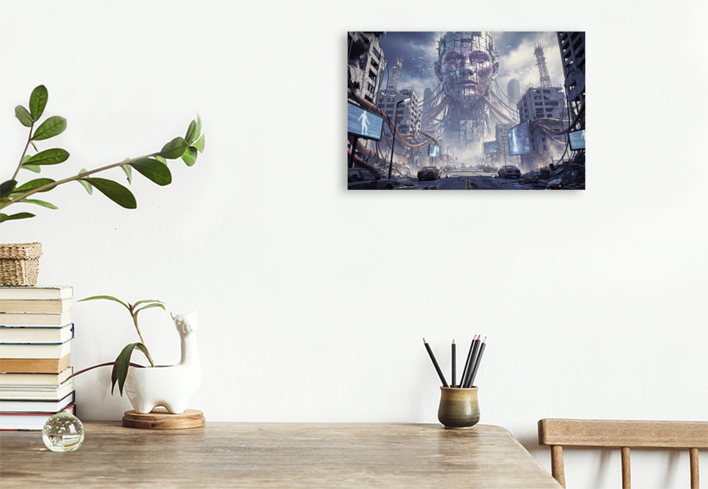 Premium Textil-Leinwand Digitale Panik — Wenn Algorithmen lauter schreien.