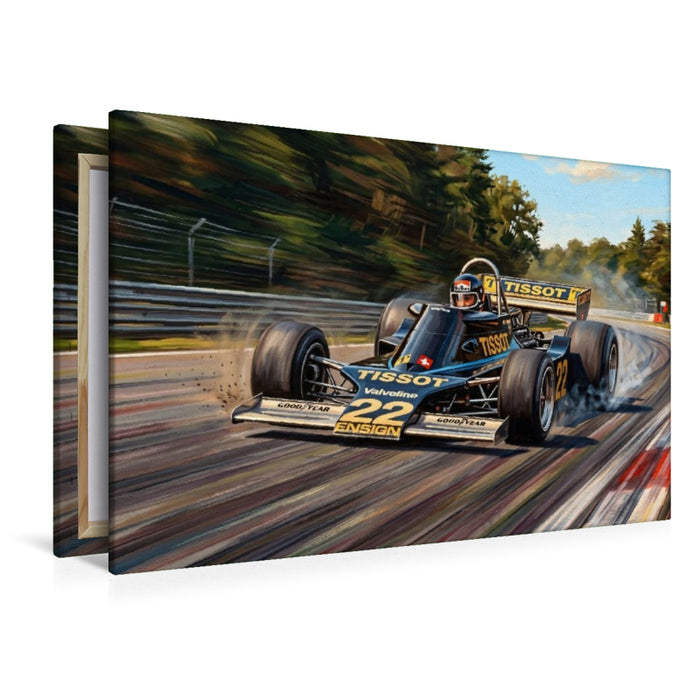 Premium Textil-Leinwand In der Weltmeisterschaft der Formel 1 des Jahres 1976 war Jacky Ickx im Ensign-Ford eher glücklos.