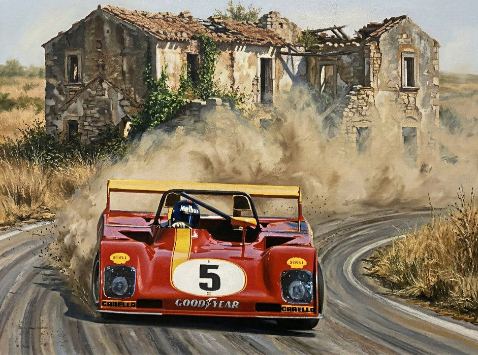 Erstmals bei der Targa Florio startend, hatte Ickx mit dem Ferrari 312PB Pech und fiel aus. - CALVENDO Foto-Puzzle'