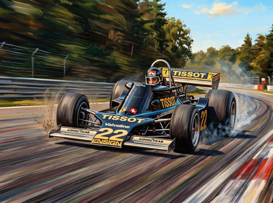 In der Weltmeisterschaft der Formel 1 des Jahres 1976 war Jacky Ickx im Ensign-Ford eher glücklos. - CALVENDO Foto-Puzzle'