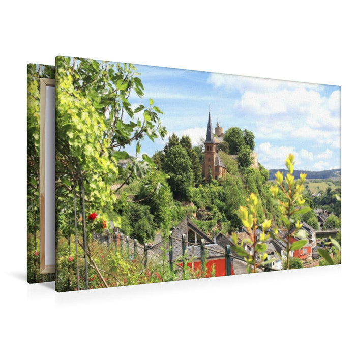 Premium Textil-Leinwand Evangelische Kirche Saarburg am Schlossberg