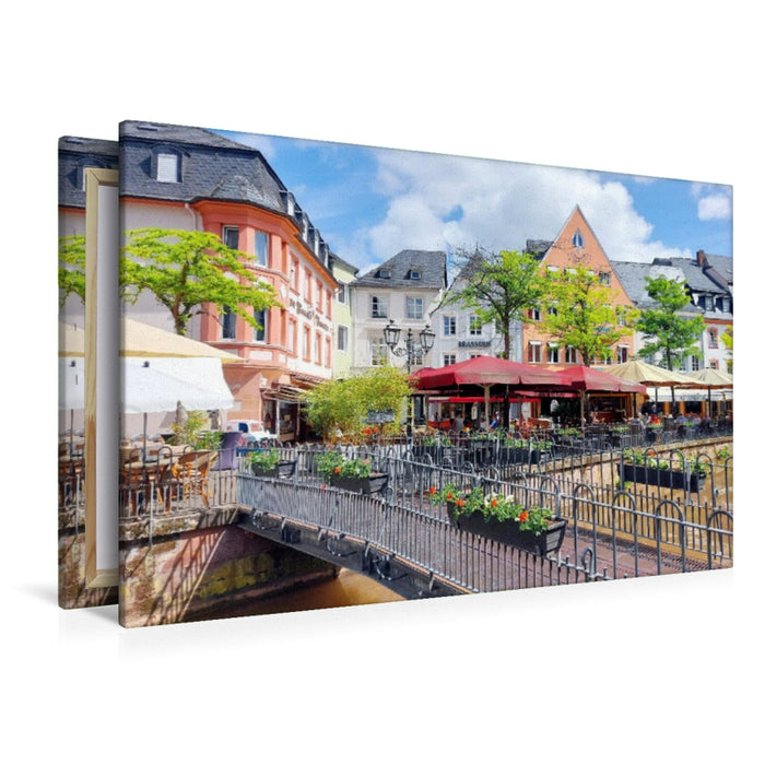 Premium Textil-Leinwand Klein-Venedig der Stadt Saarburg in Rheinland-Pfalz