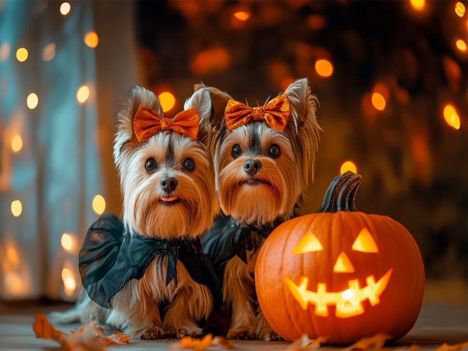 Yorkshire Terrier - Halloween-Freunde im Kerzenschein - CALVENDO Foto-Puzzle'
