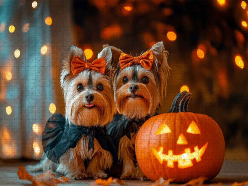 Yorkshire Terrier - Halloween-Freunde im Kerzenschein - CALVENDO Foto-Puzzle'