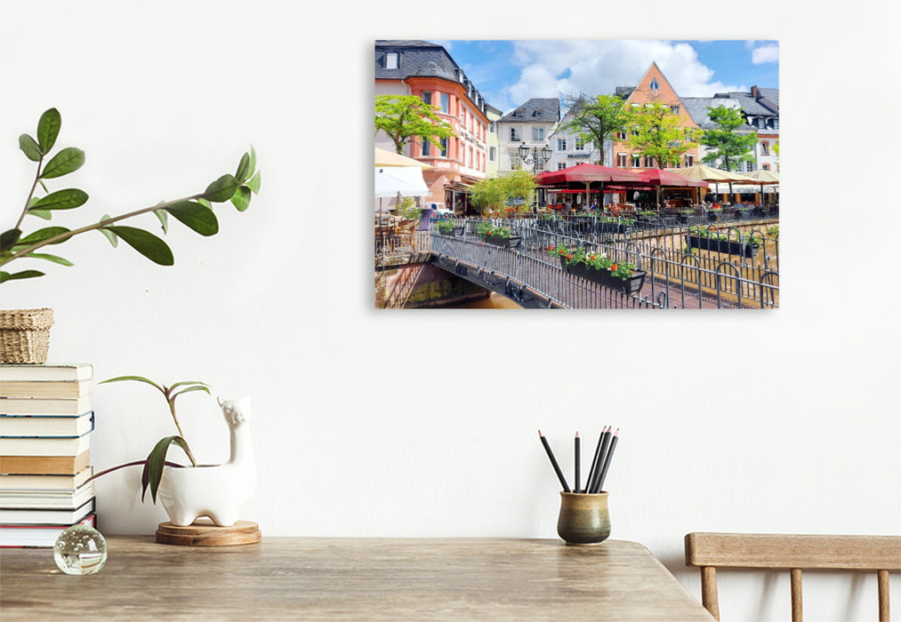 Premium Textil-Leinwand Klein-Venedig der Stadt Saarburg in Rheinland-Pfalz