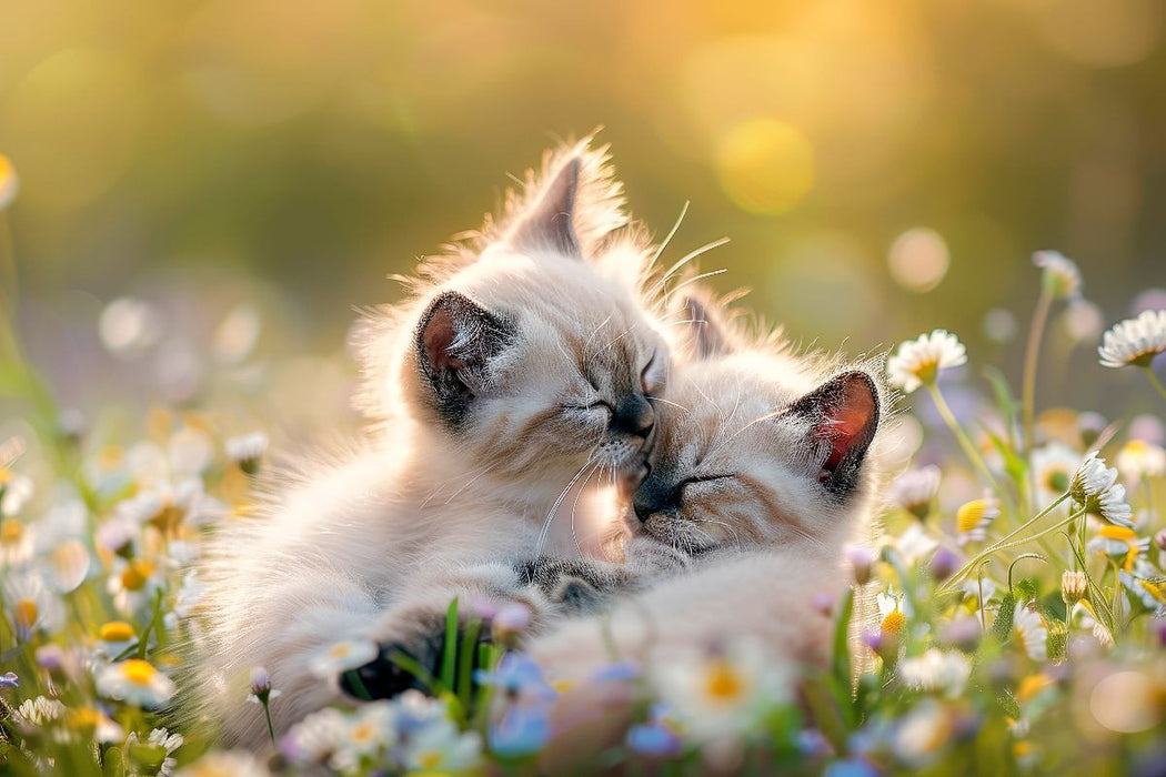 Premium Textil-Leinwand Katzenbabys - Im Zauber des Augenblicks