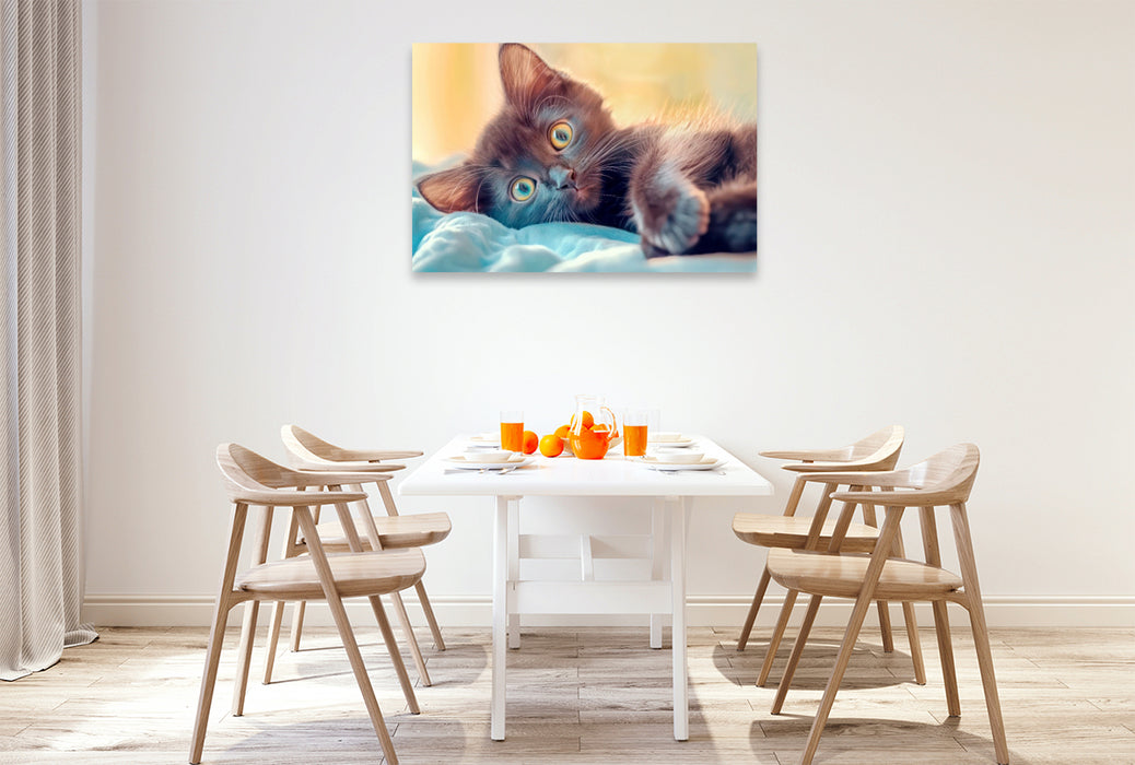 Premium Textil-Leinwand Katzenkinder