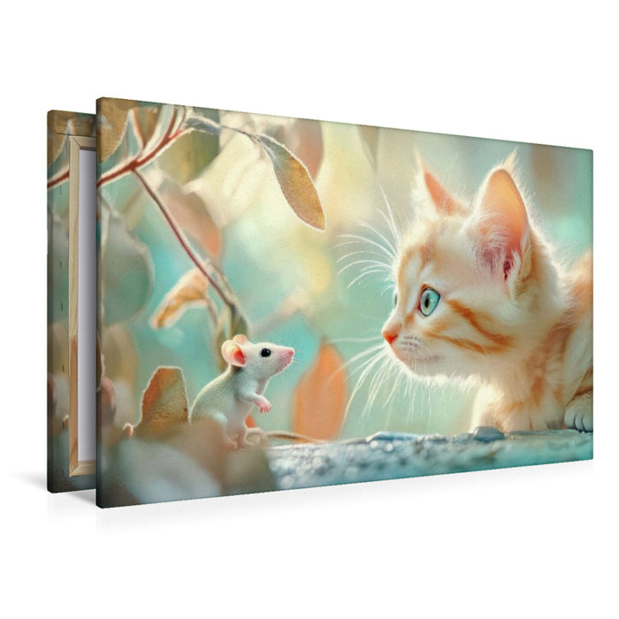 Premium Textil-Leinwand Katzenkinder