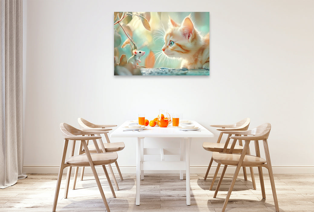 Premium Textil-Leinwand Katzenkinder