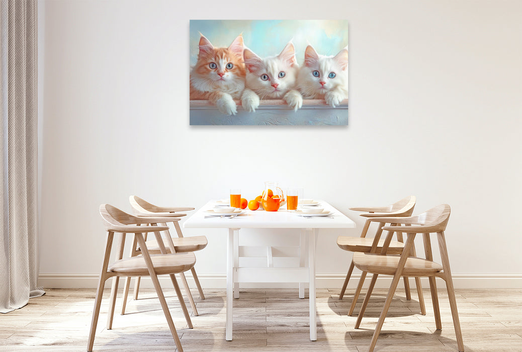 Premium Textil-Leinwand Katzenkinder