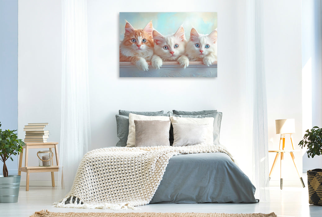 Premium Textil-Leinwand Katzenkinder