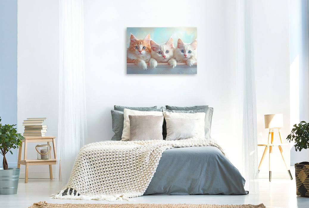 Premium Textil-Leinwand Katzenkinder