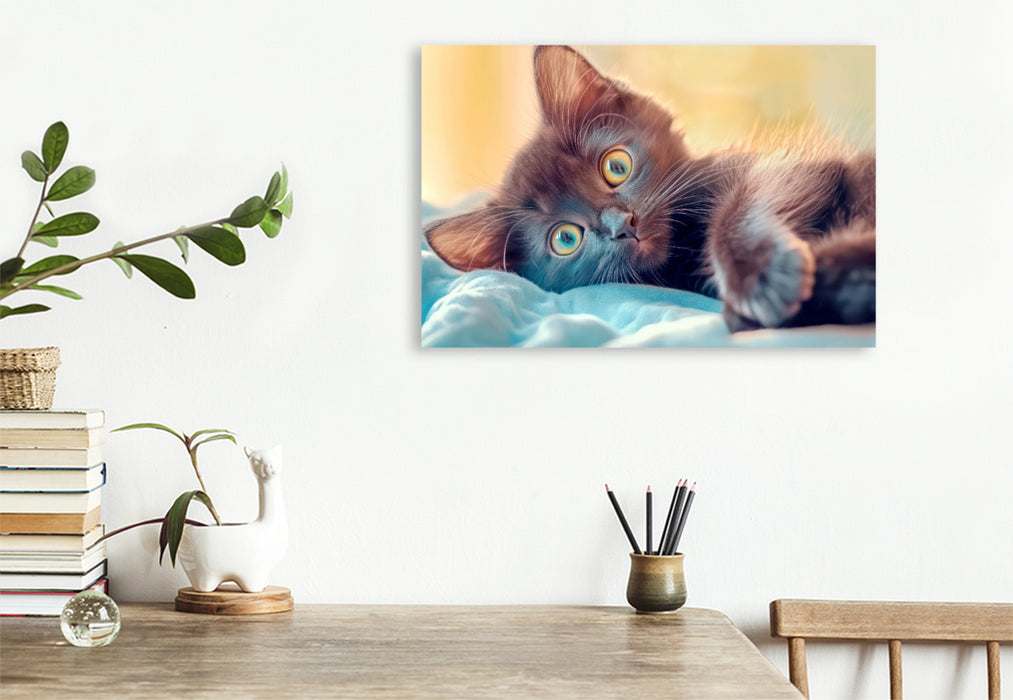 Premium Textil-Leinwand Katzenkinder