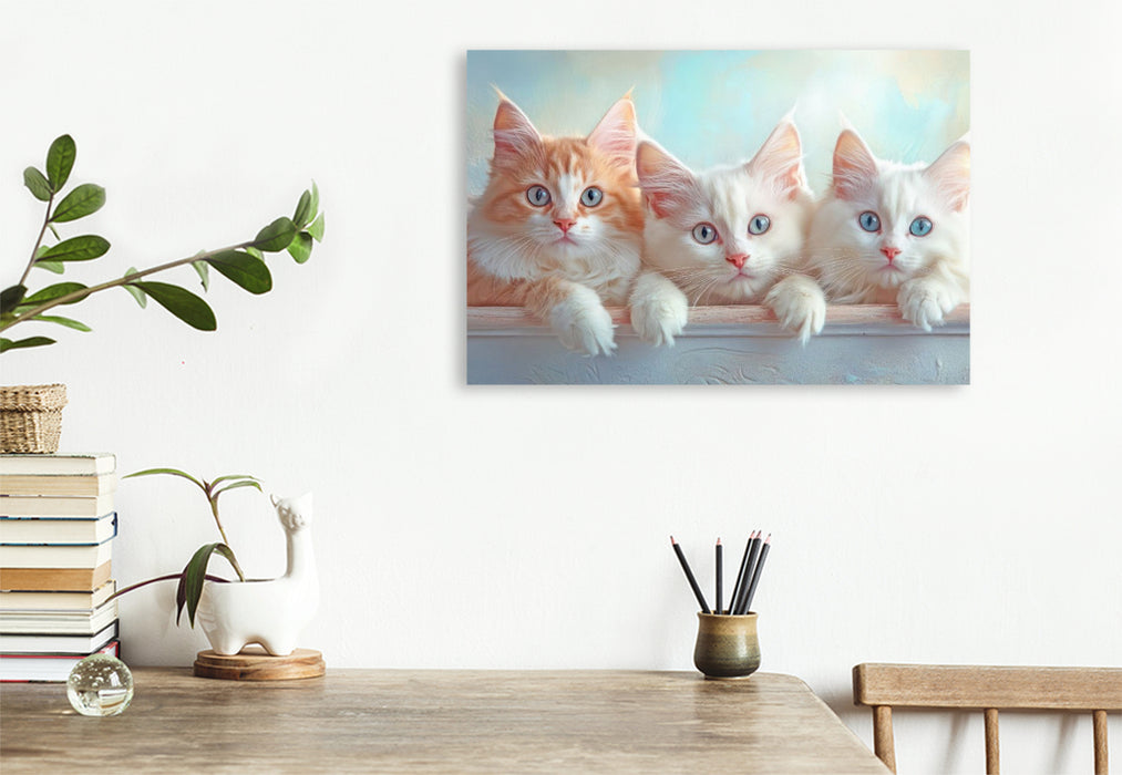 Premium Textil-Leinwand Katzenkinder