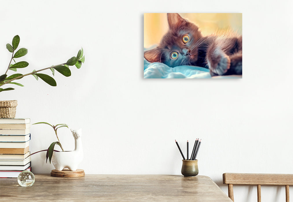 Premium Textil-Leinwand Katzenkinder