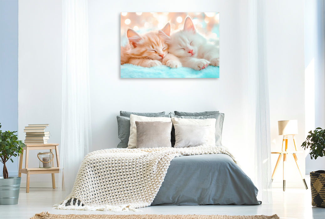 Premium Textil-Leinwand Katzenkinder