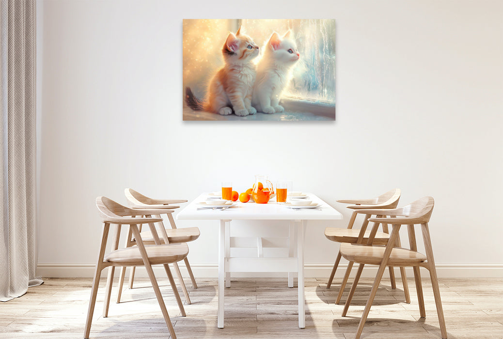 Premium Textil-Leinwand Katzenkinder