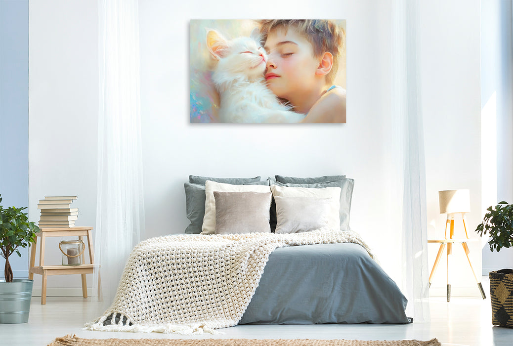 Premium Textil-Leinwand Katzenkinder