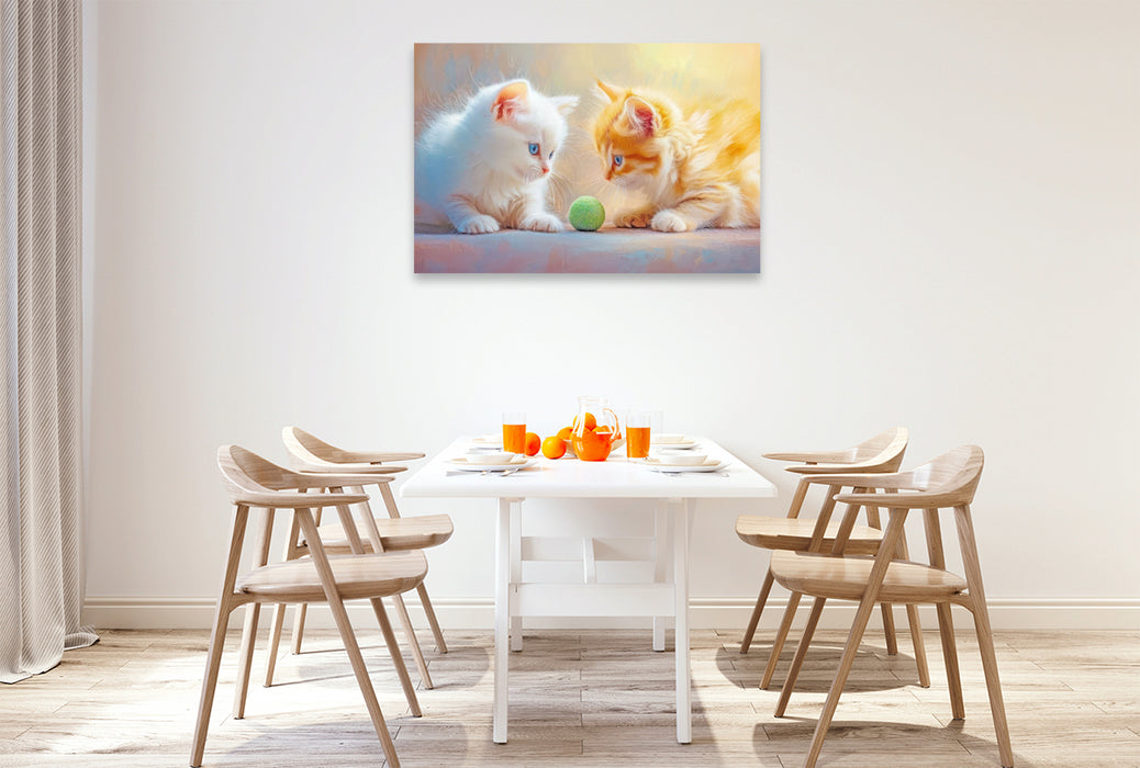 Premium Textil-Leinwand Katzenkinder