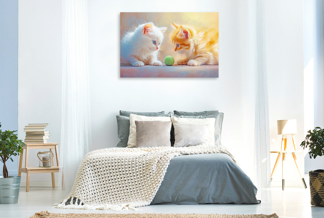 Premium Textil-Leinwand Katzenkinder
