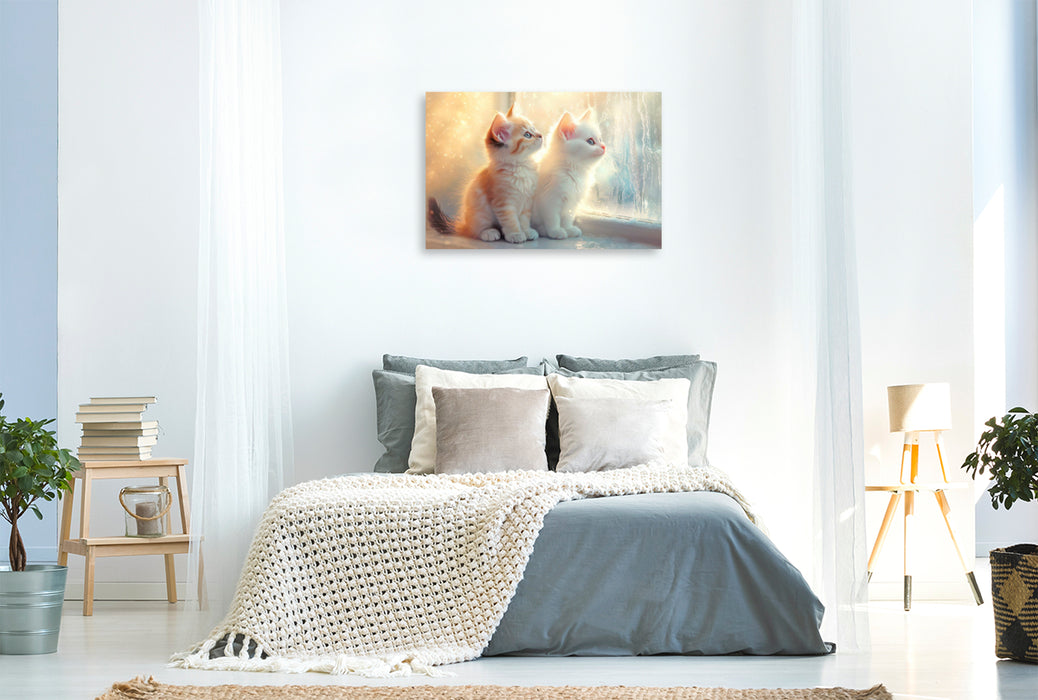 Premium Textil-Leinwand Katzenkinder