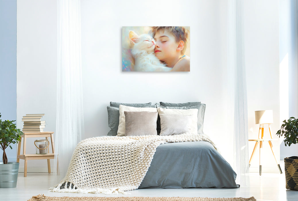 Premium Textil-Leinwand Katzenkinder