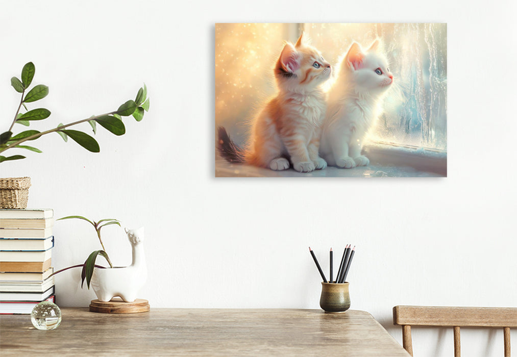 Premium Textil-Leinwand Katzenkinder
