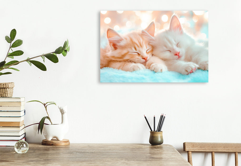 Premium Textil-Leinwand Katzenkinder