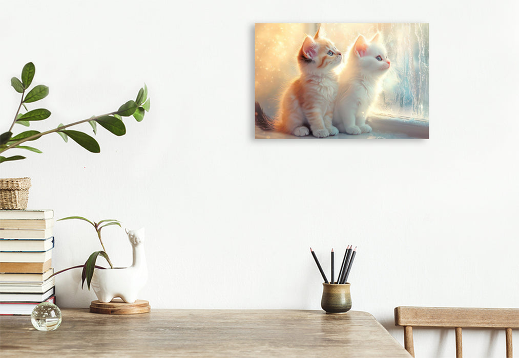 Premium Textil-Leinwand Katzenkinder