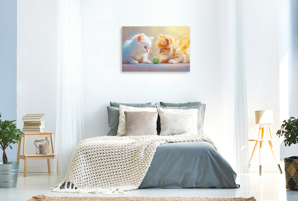 Premium Textil-Leinwand Katzenkinder