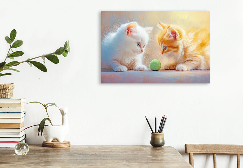 Premium Textil-Leinwand Katzenkinder