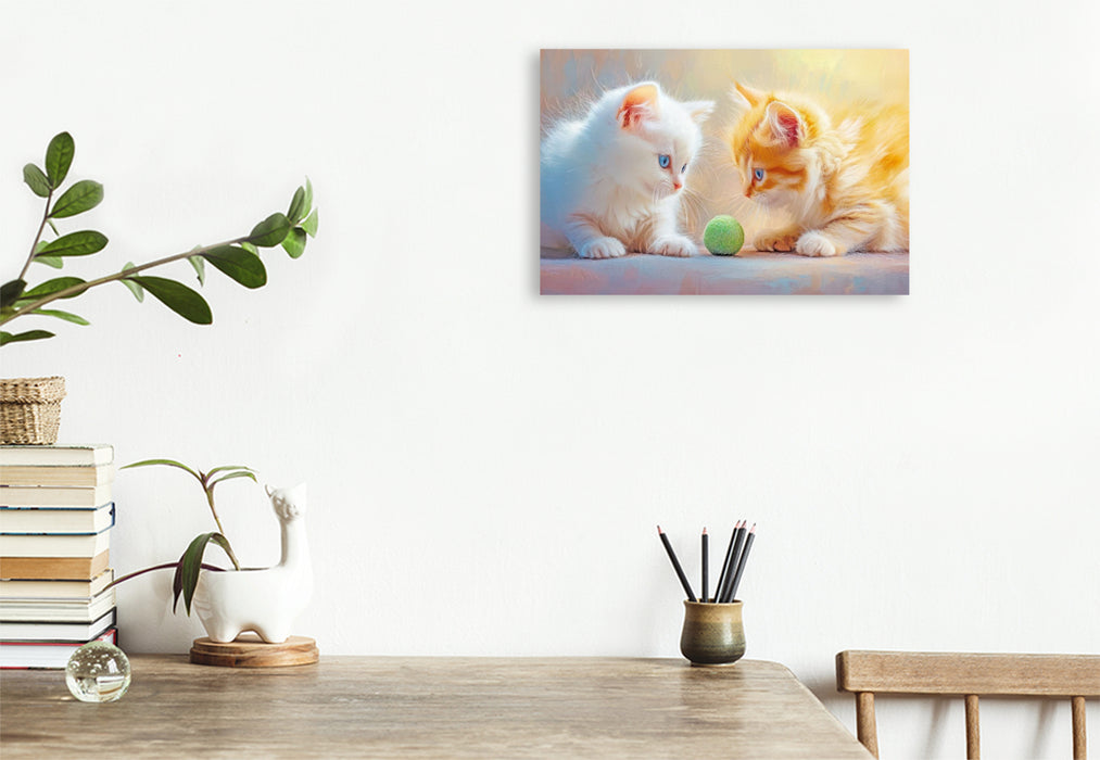 Premium Textil-Leinwand Katzenkinder