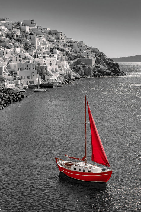 Premium Textil-Leinwand Santorini, Sommer voller Leichtigkeit